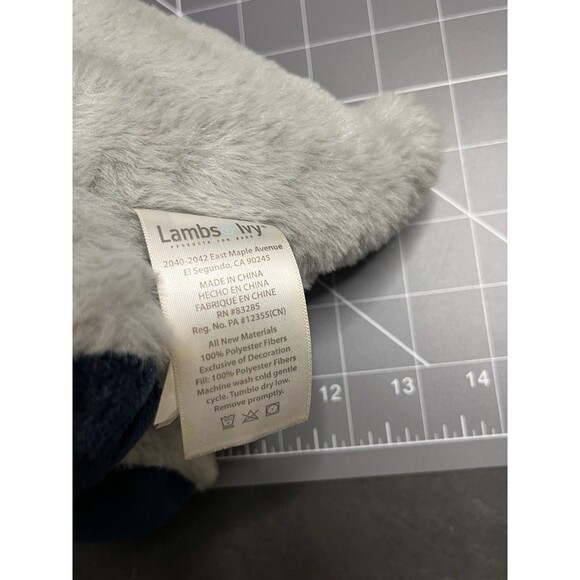 Lambs & Ivy Baby Dino Blue/Gray Plush Dinosaur Stuffed Animal Toy Plush Spike - Picture 7 of 10